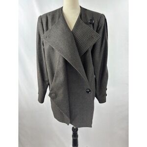 Louis Feraud Black and Gray Houndstooth Blazer